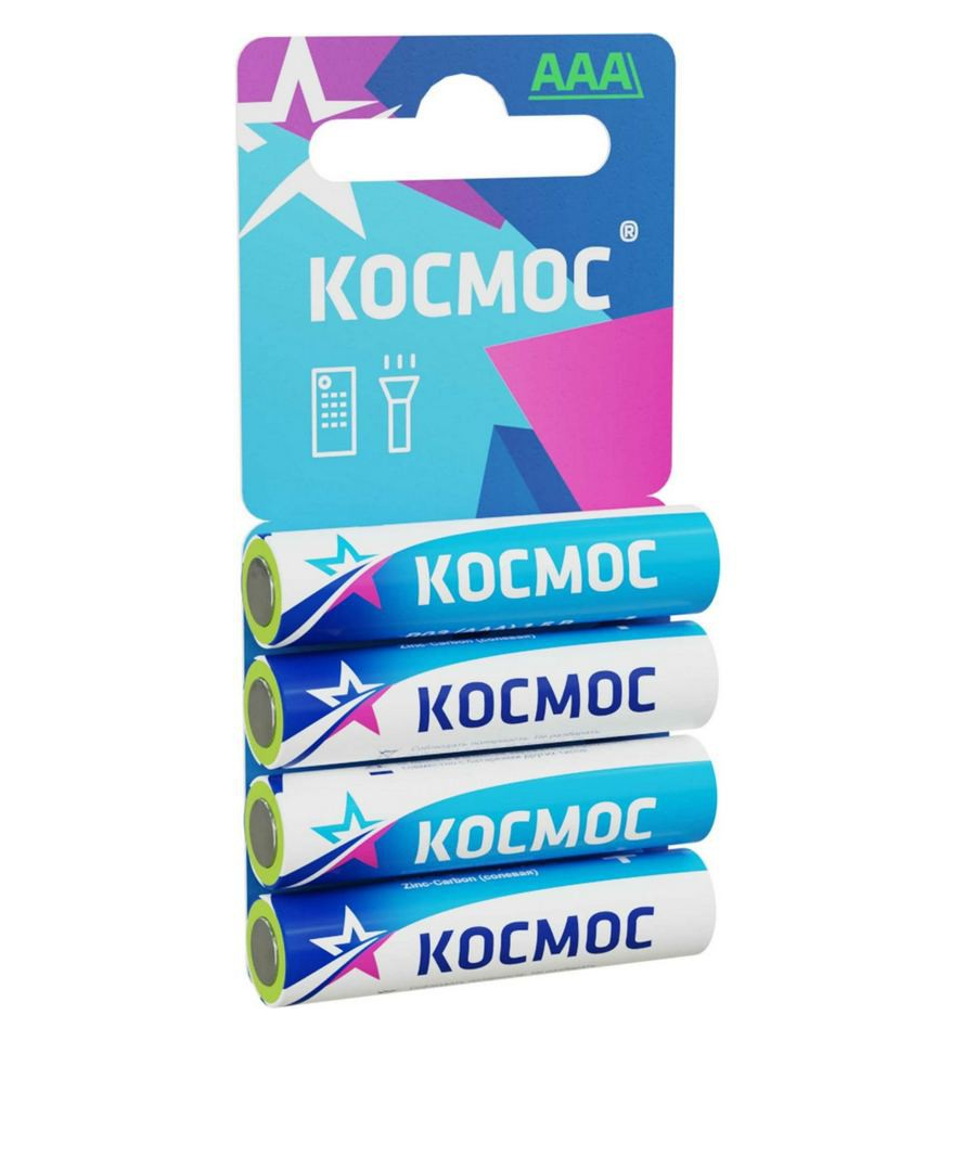 Элемент питания ААА солевой (R03) Космос 4шт.