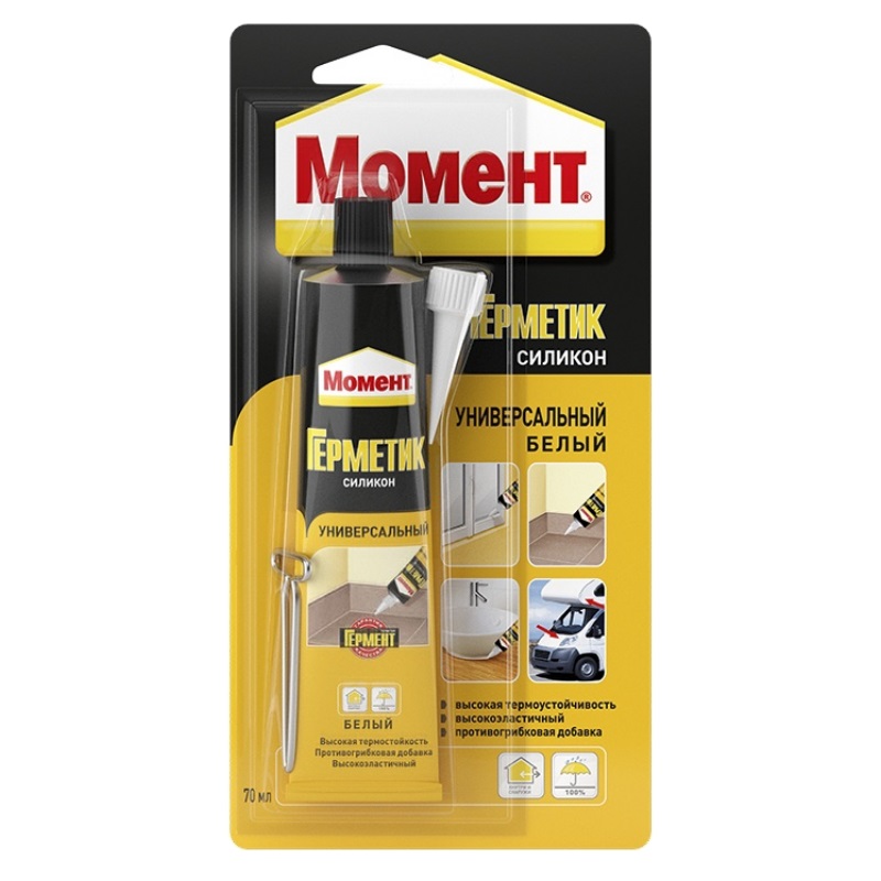 Герметик силиконовый универсальный МОМЕНТ белый 70мл /606036,3002435/