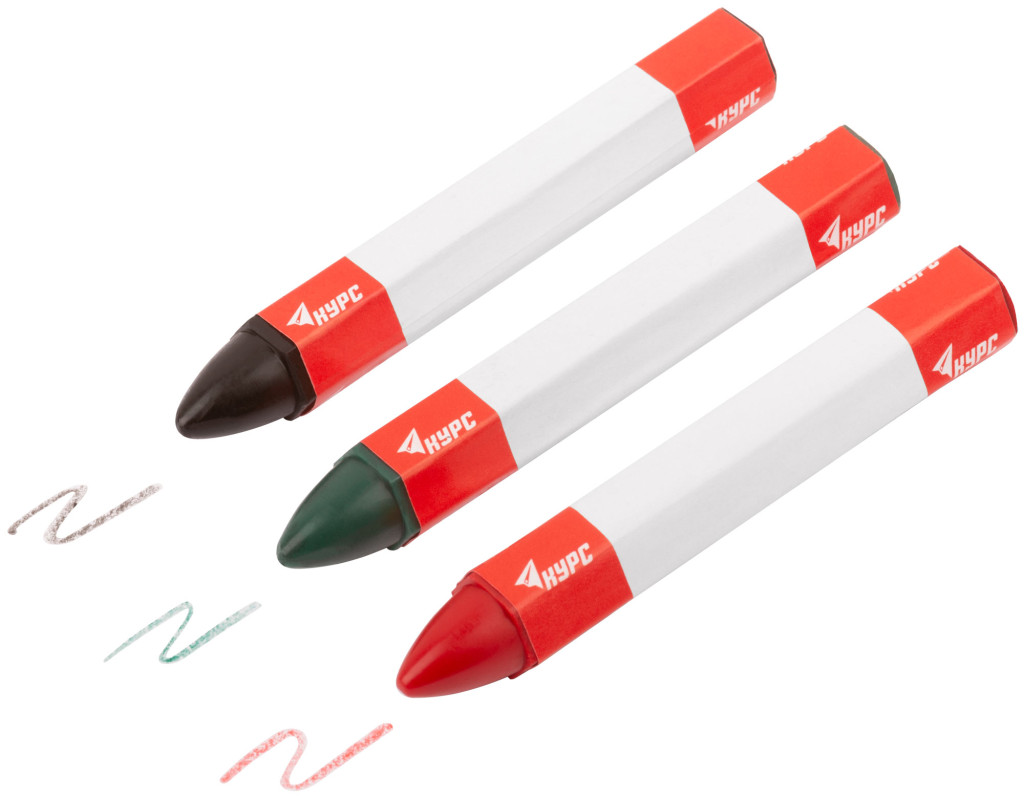 Набор восковых карандашей 3шт (черный, зеленый, красный) Курс 0439004390- купить в АПлайн