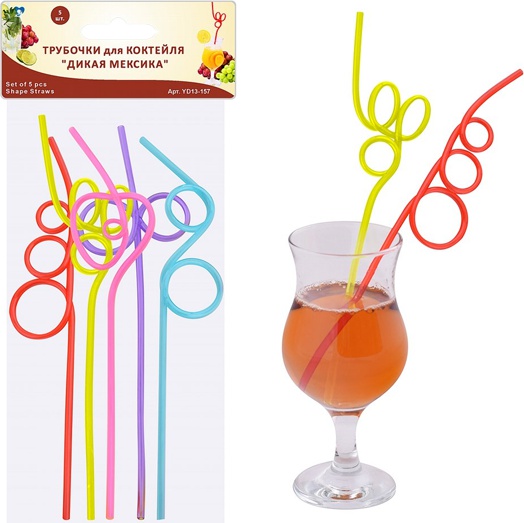 Трубочки для коктейля Дикая Мексика 5шт 26см YD13-157