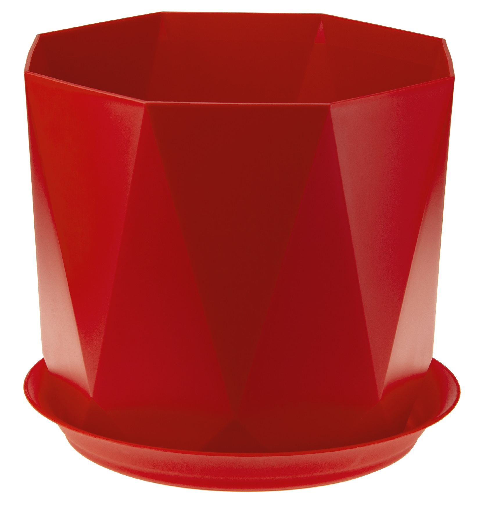Кашпо пласт. Призма 130мм 1л с поддоном красный М3137