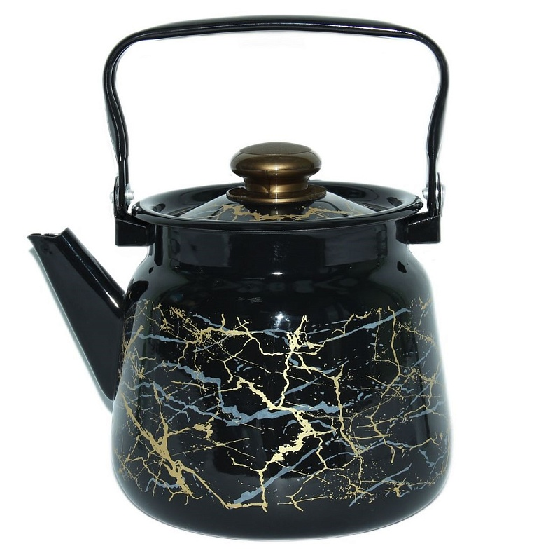 Чайник эмаль.Мрамор золотой чёрный 3.5л 115854 С2716.367*131