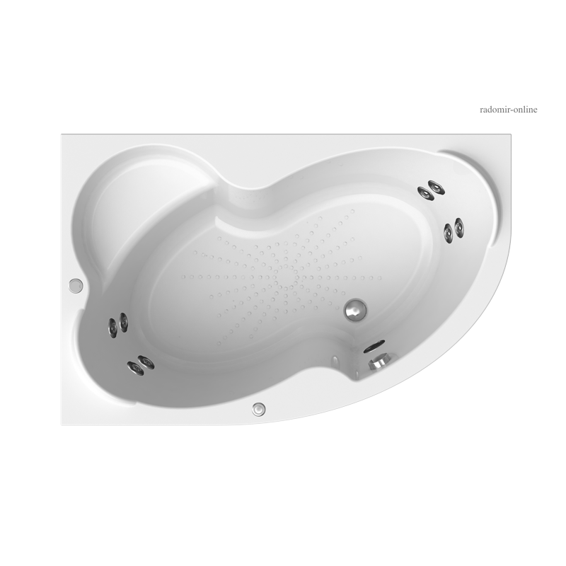 Ванна акриловая Radomir ИРМА 2 1490x960 левая на каркасе с экраном без полотенцедержателя
