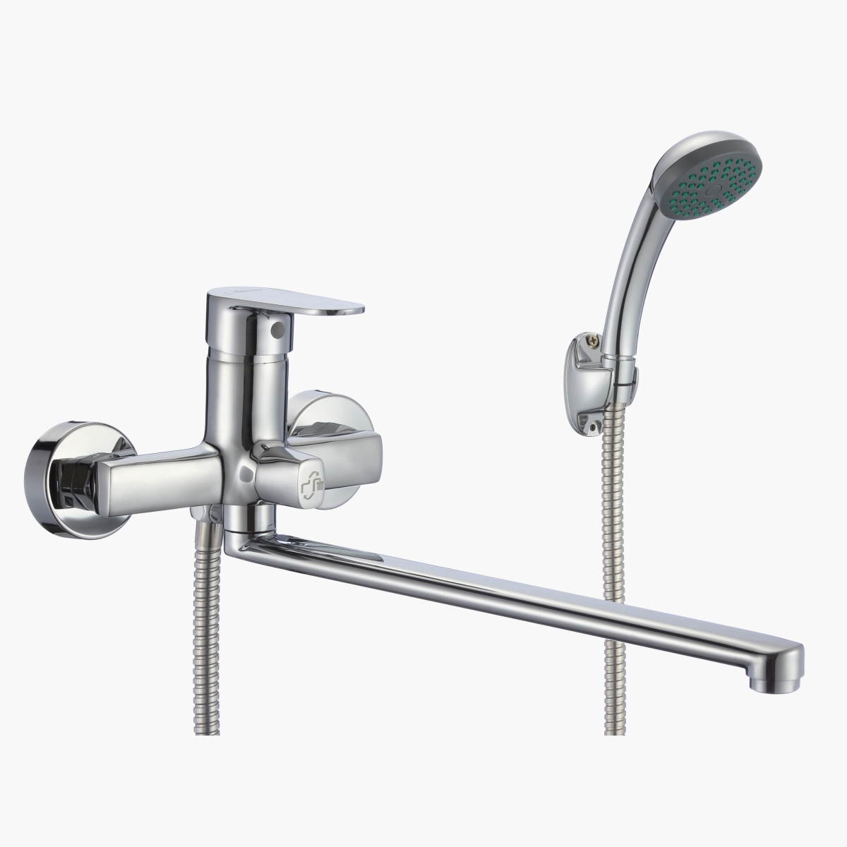 Смеситель для ванны ELEANTI одноруч.с метал.шлангом,хром.лейкой и кроншт.арт 0402.812