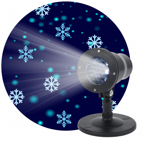 Проектор LED Снежинки 220V 6W холодный свет, мультирежим ENIOP-04
