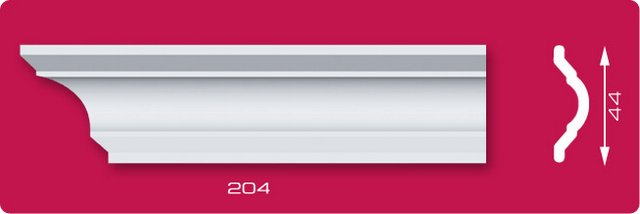 Плинтус потолочный ламинированный "Лагом" №204 2м белый  DESN-220400-WH-0080