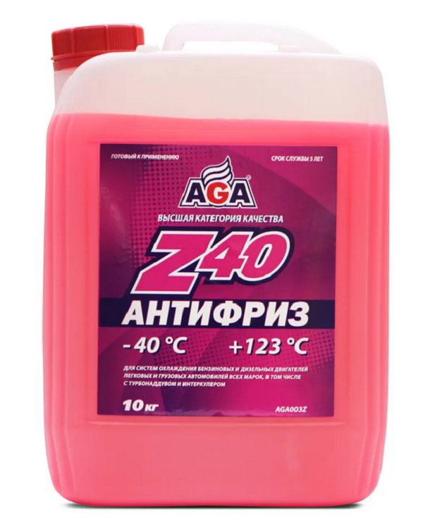 Антифриз AGA Z40 -40C G12 (красный) 10кг 
