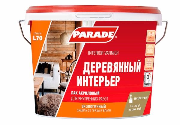 Лак акриловый PARADE L70 деревянный интерьер гл 2,5л