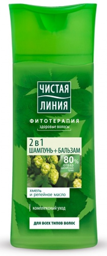ШАМПУНЬ "ЧИСТАЯ ЛИНИЯ" 2В1 ХМЕЛЬ И РЕПЕЙНИК Д/ВСЕЙ СЕМЬИ 400МЛ