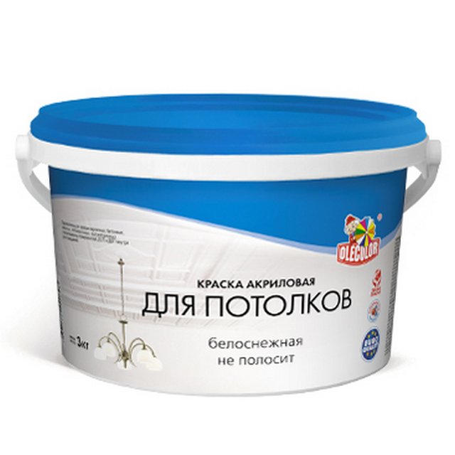 Краска в/д OLECOLOR акриловая для потолка 7кг4300000039- купить в АПлайн