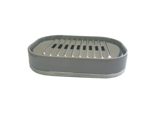 Мыльница пласт."LENOX" овальная Серая D13х3см арт.М-Е32-07/1 