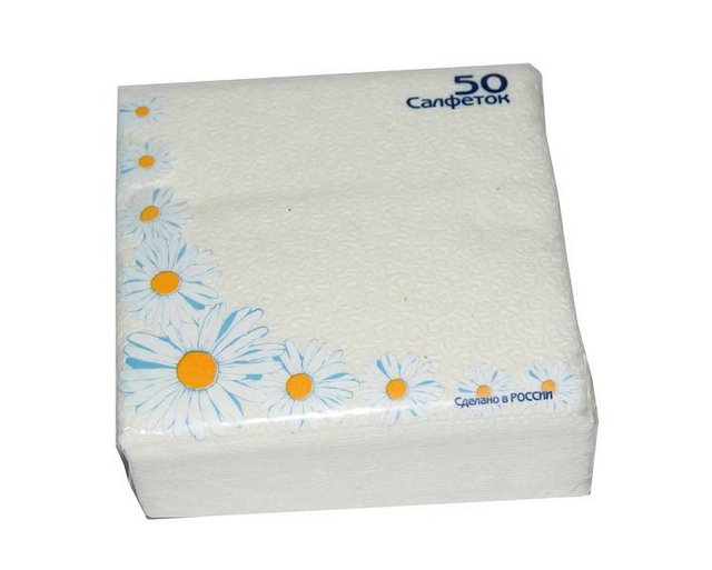 Салфетки бумажные РОМАШКА белые 23х23см 50шт- купить в АПлайн