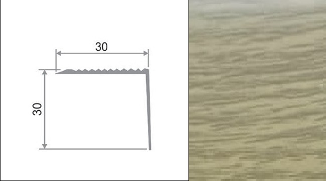 Порог-угол 1,0м 30х30мм У39.97, Дуб серый