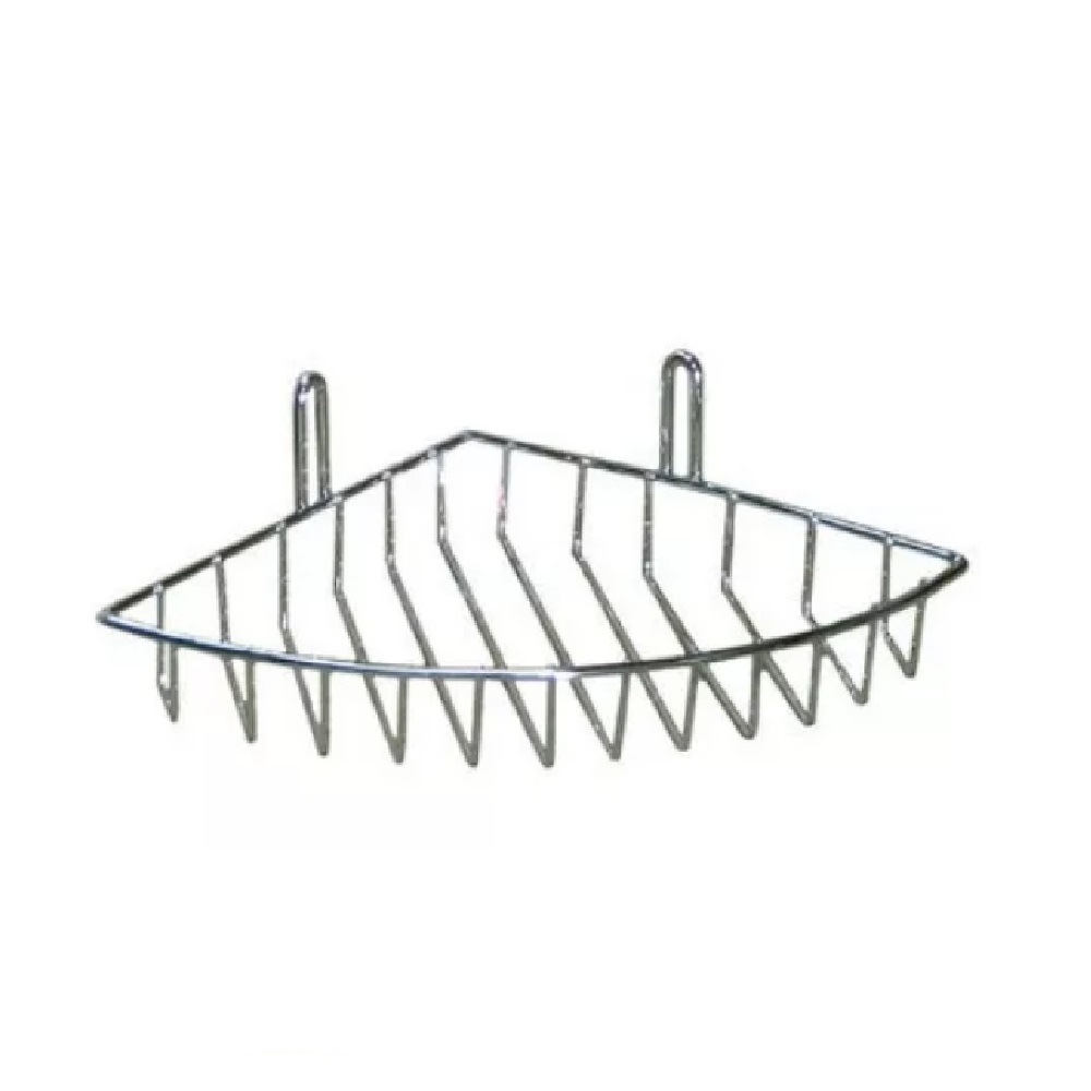 Полка для ванной угловая 1 ярус трапеция корзина Хром ПКТ-1 / 022