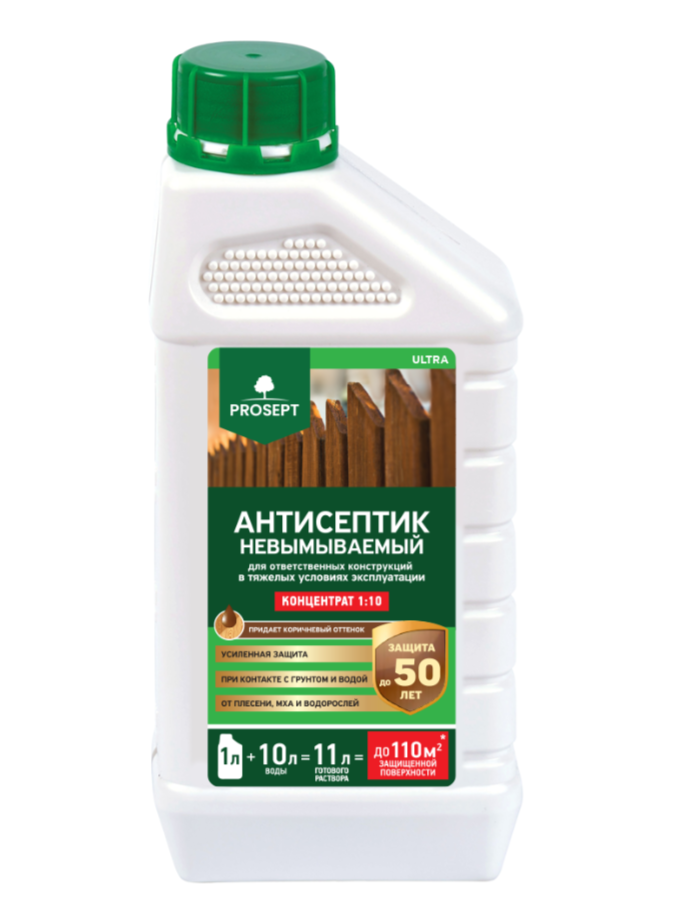 Антисептик PROSEPT ULTRA невымываемый концентрат коричневый 1:10 1л061-1- купить в АПлайн