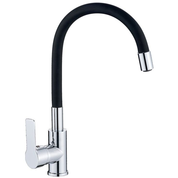 Смеситель для кухни с идиконовым изливом, чёрный+хром, подводка в комплекте V848899-2