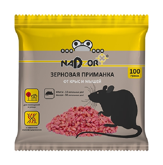 Приманка зерновая от мышей и крыс Nadzor/50 100г NASA367 22367NASA367 22367- купить в АПлайн