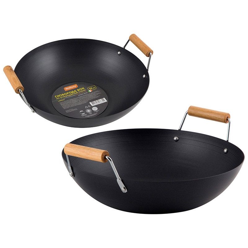 Сковорода вок из углеродистой стали LARGO 32см 5363