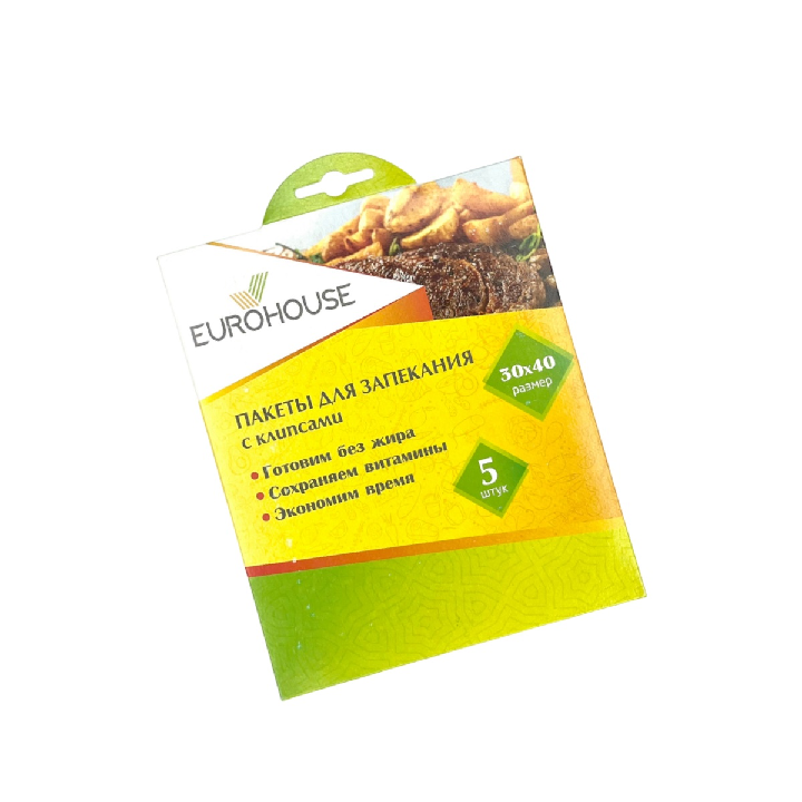 Пакеты для запекания EuroHouse 5шт с клипсами 30*40см 4914