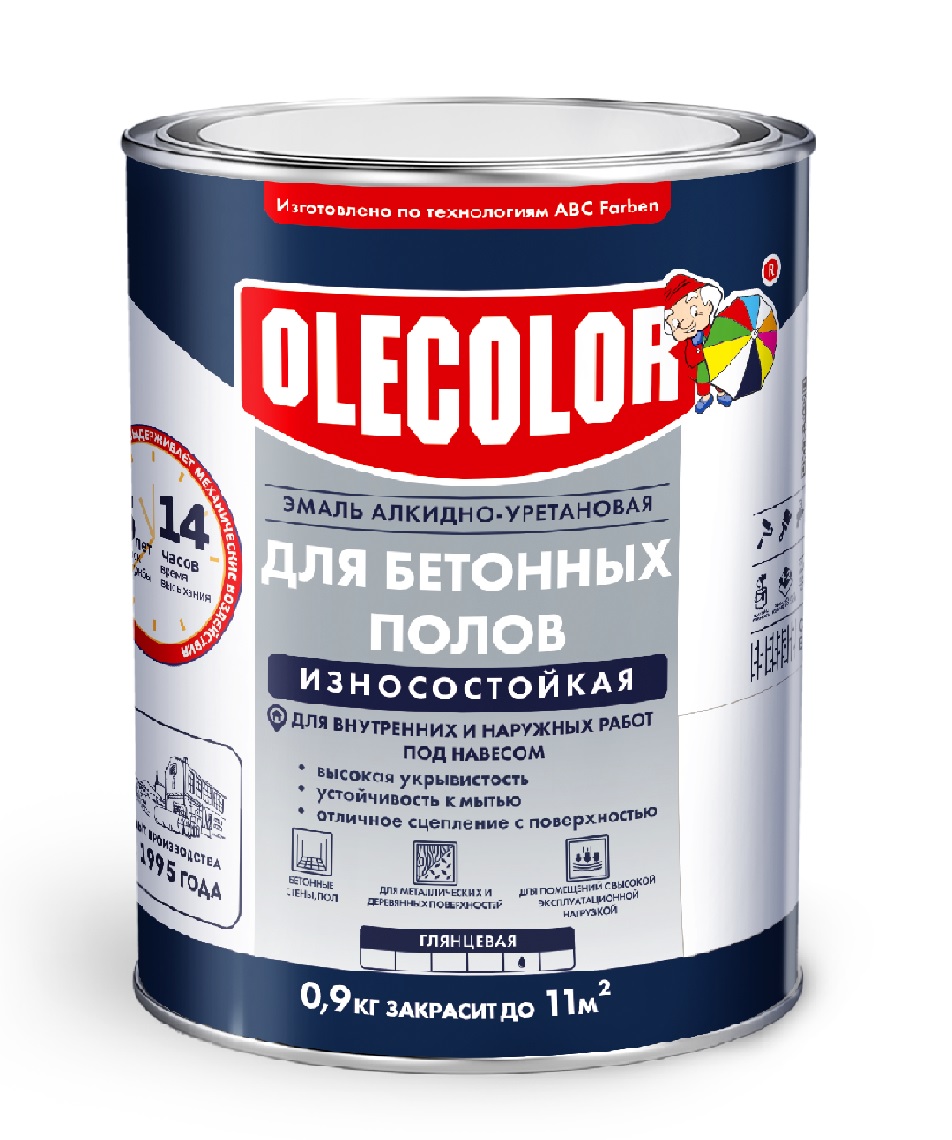 Эмаль для бетонных полов OLECOLOR алкидно-уретановая серый 2,5кг4300016579- купить в АПлайн