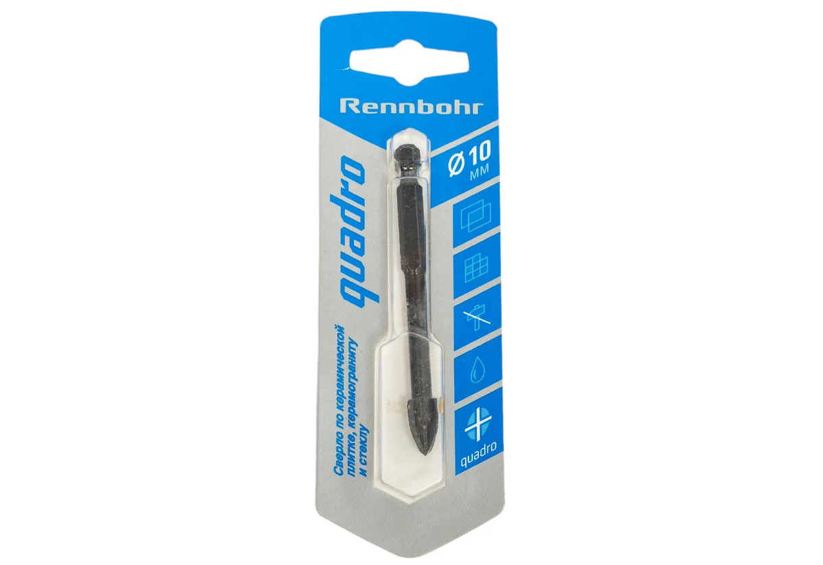 Сверло по керамике 10мм HEX хвостовик Quadro Rennbohr 676110