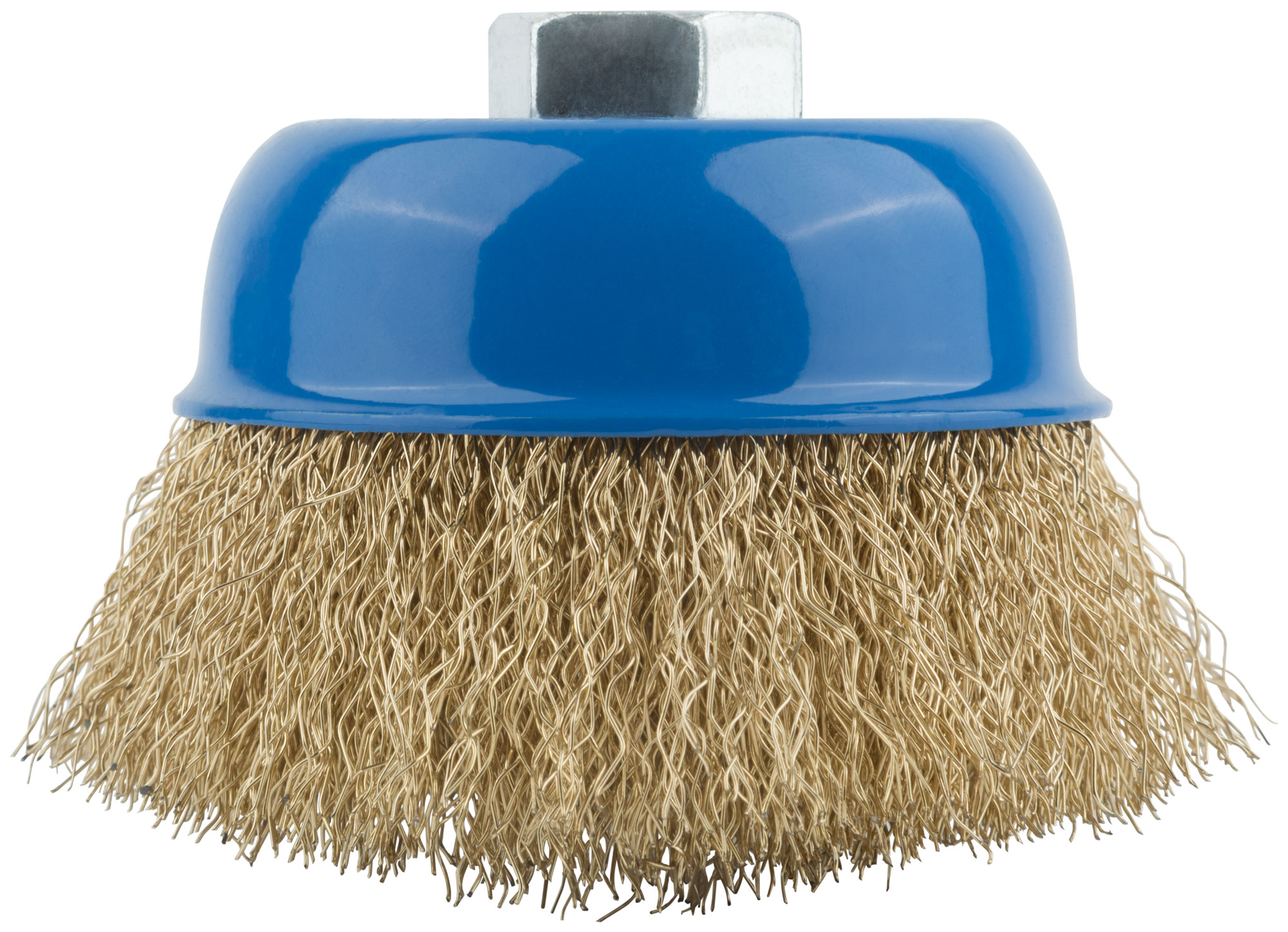 Корщетка для УШМ чашечная 100мм волнистая стальная латунир. проволока, гайка М14 38943М(MOS)