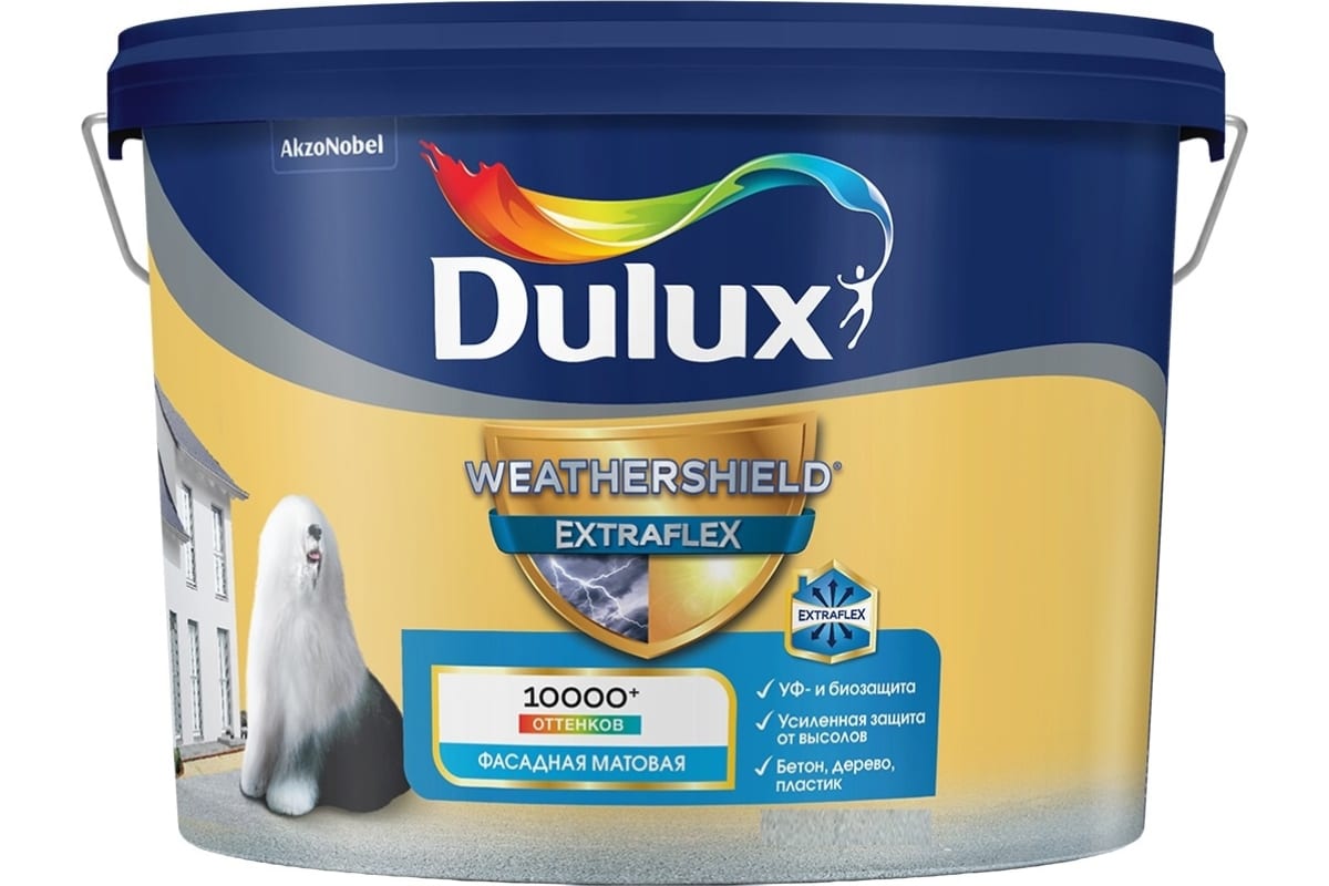 Краска в/д фасадная Dulux Weathershield Extraflex BC 2,25л