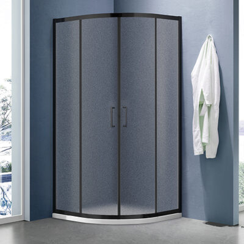 Душевое ограждение SANTREK AQUA Lea-R-900-G-Matt Black 900*900*1850 Радиус стекло Грейп 5мм,Черный