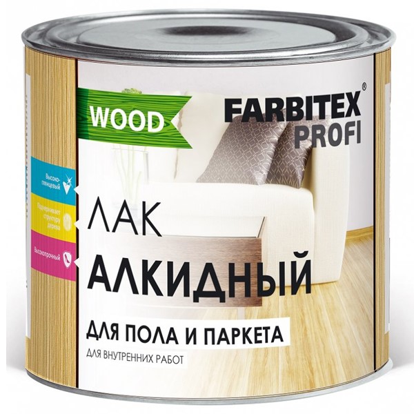 Лак алкидный для пола и паркета FARBITEX PROFI WOOD 0,9л
