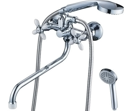 Смеситель для ванны GOTA ROCIO OLIVA  двуручный белый с длинным изливом 300 мм 334441-GOTA