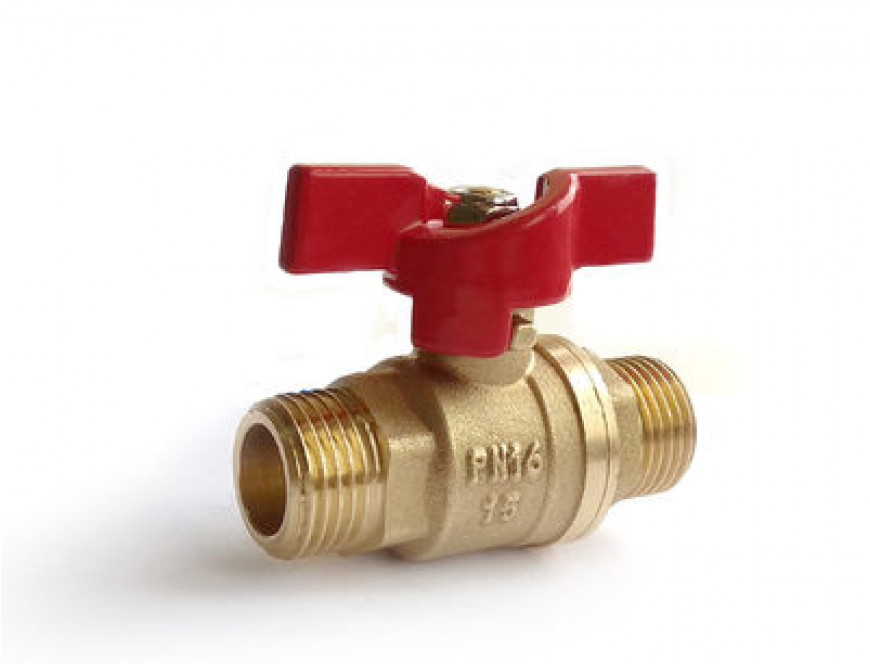 Кран шаровой 11Б27п1 "БАЗ" ручка (рыч.) ш/ш (нар/нар.рез.)Д20 (3/4") латунь  произ-во БАЗ Россия