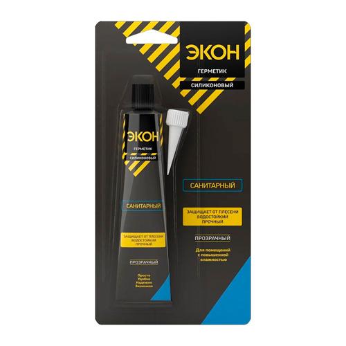 Герметик силиконовый санитарный ЭКОН прозрачный 60мл /3040014/
