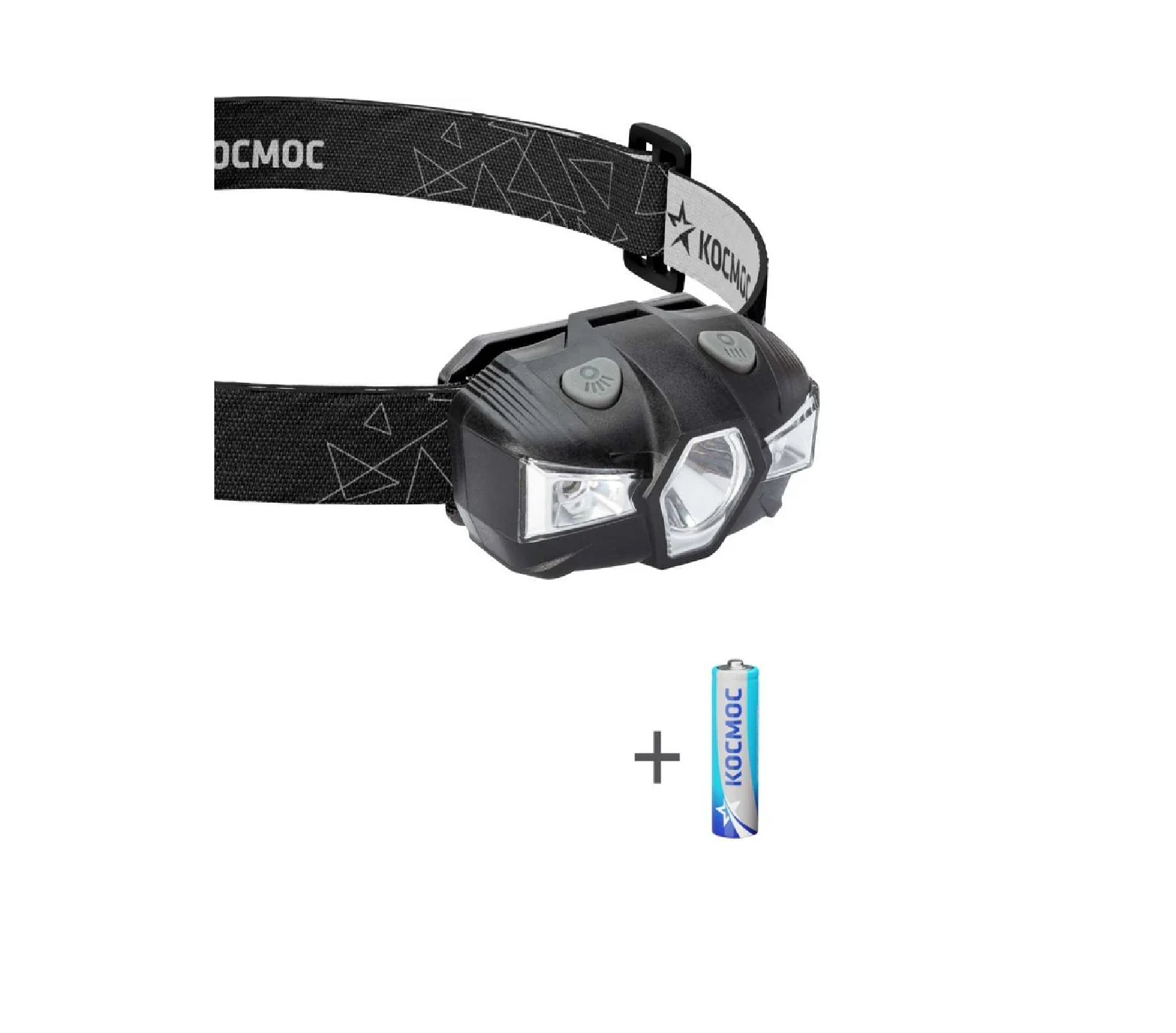 Фонарь налобный 2В IP54+красный свет 1xR6 АА Космос KOC517B