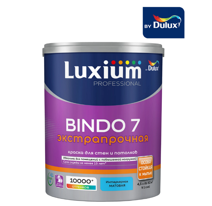 Краска в/д Luxium Professional Bindo 7 матовая BW 4,5л***