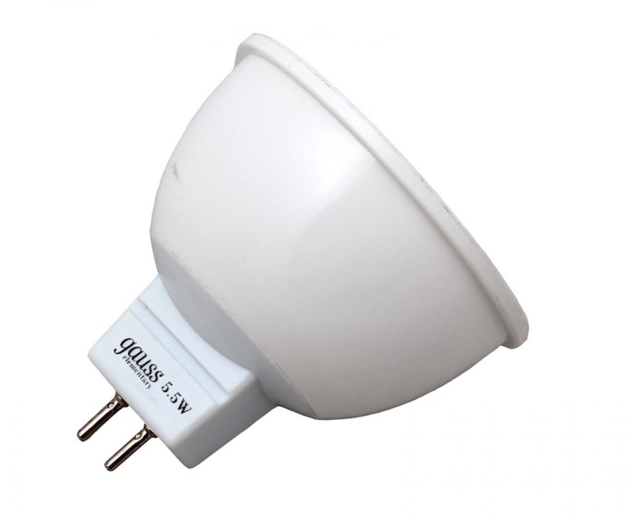 Лампа светодиод. GU5.3 "GAUSS LED ELEMENTARY" MR16 3,5ВТ 4100К дневной свет арт.1352413524 (066)- купить в АПлайн