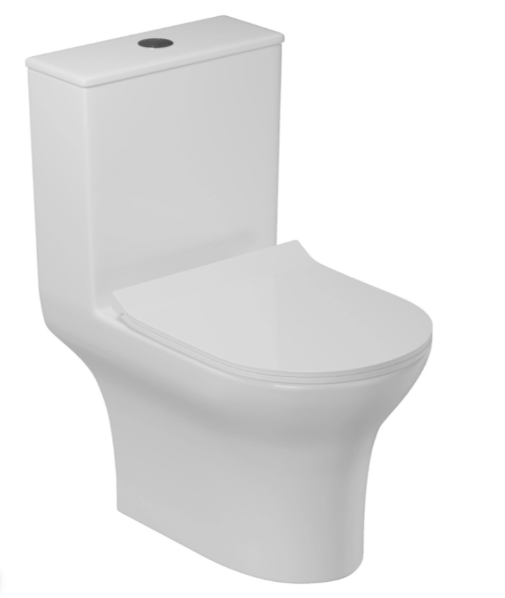 Унитаз-моноблок WAVE STAR безободковый, гор,ниж,2-кн.арм,сид.полипр,м/л,быстр,белый глянец