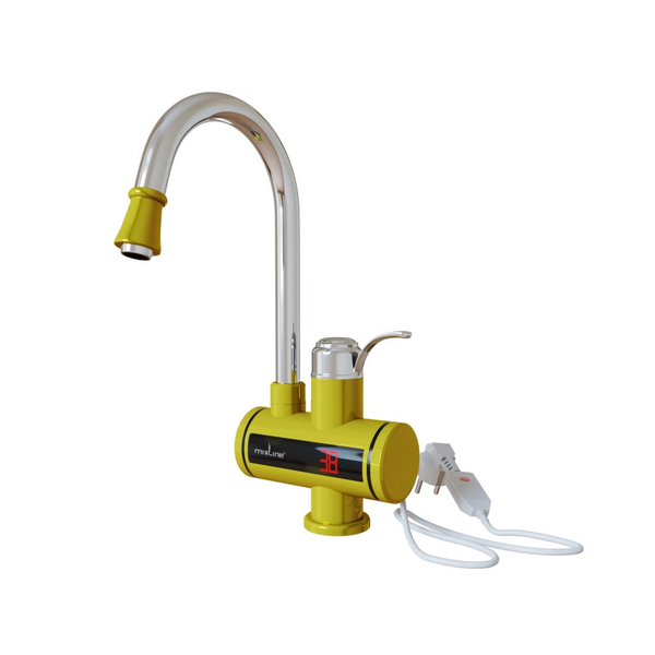 Смеситель-водонагреватель "MIXLINE" золото проточного типа (3,3 кВт, индикатор темп.) WH-003 GOLD