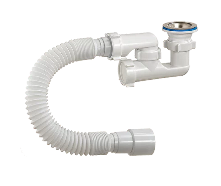 Сифон для душевого поддона "ОРИО" белый 1 1/2х40 мм с гибкой трубой А-82589