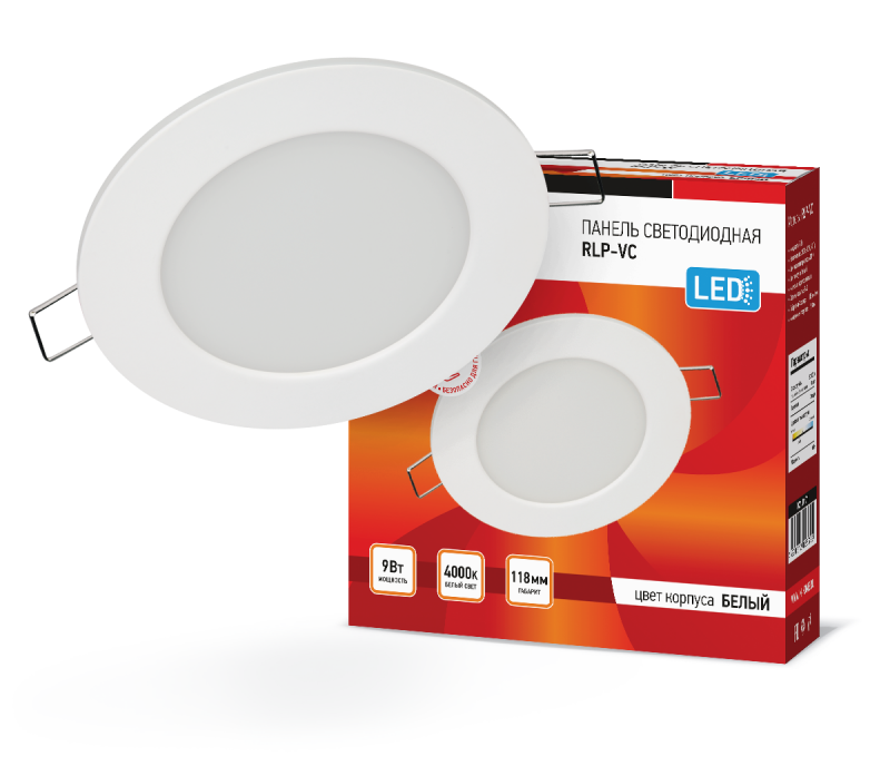 Светильник светодиод. панель ASD/inHome 9W (630lm) 4000К 4К  RLP-VC 3359