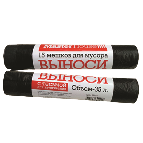 Мешки для мусора ВЫНОСИ 35л 15шт 14мкр с завязками 557356 60144557356 60144- купить в АПлайн