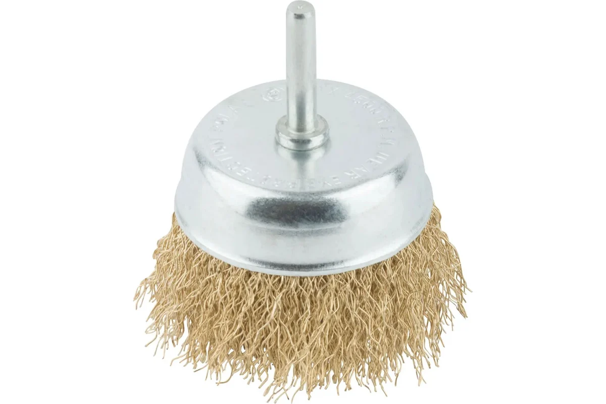 Корщетка для дрели чашечная 75мм волнистая стальная латунир. проволока 38488М(MOS)