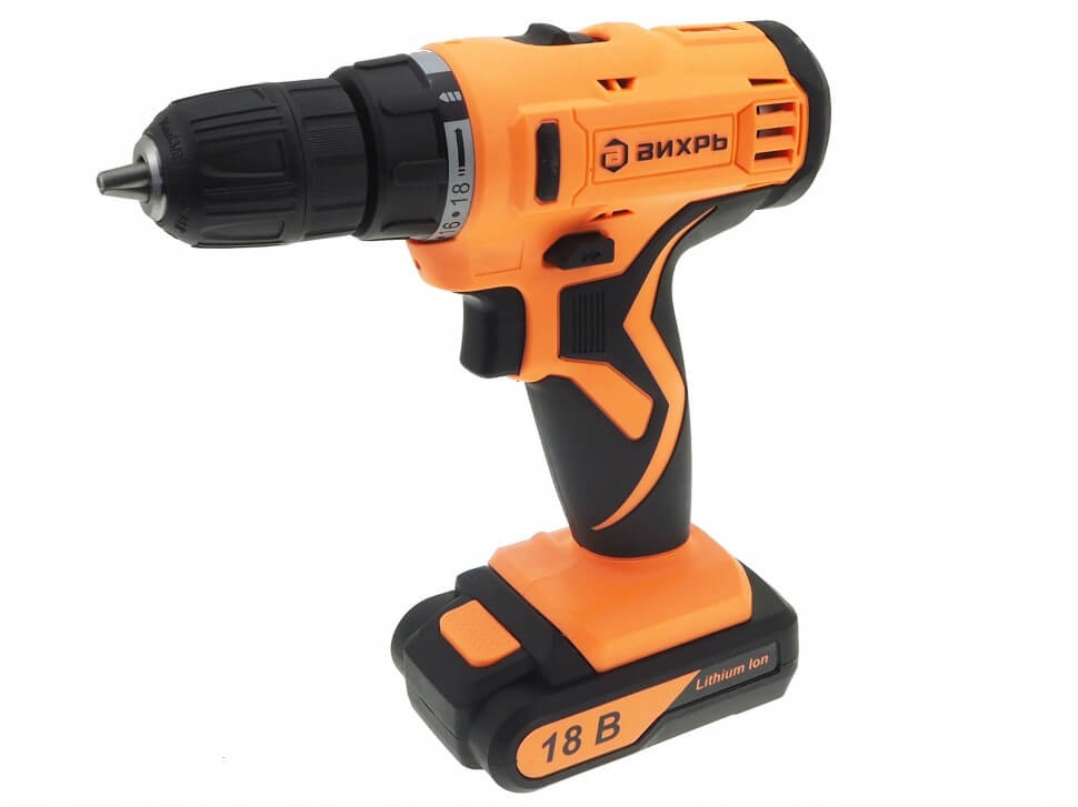 Дрель-шуруповерт аккумуляторная 18В, 45Hm, 1х2,0Ач Вихрь ДА-18Л-2 - 72/14/16 - купить в АПлайн