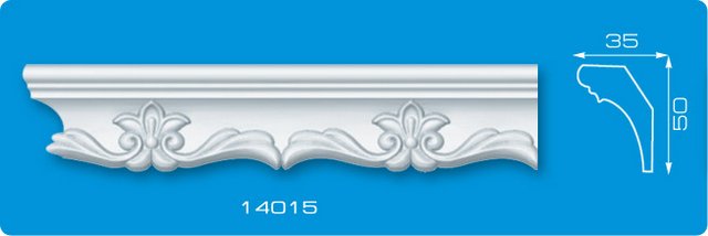 Плинтус потолочный инжекционный "Лагом" №14015 1,3м DISN-114015-WH-0050