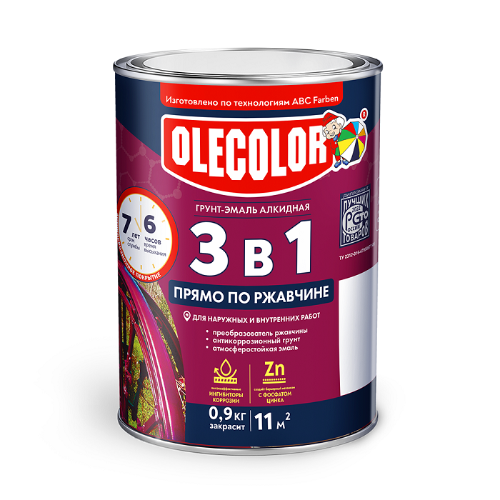 Грунт-эмаль OLECOLOR по ржавчине зеленый 4кг4300005949- купить в АПлайн