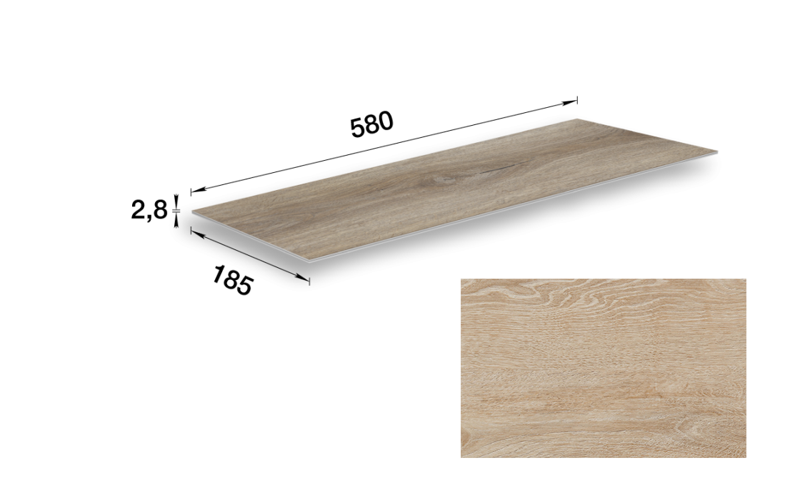 SPC-плитка стеновая 211 Дуб рустик 185х580х2,8мм "Идеал Керама" 