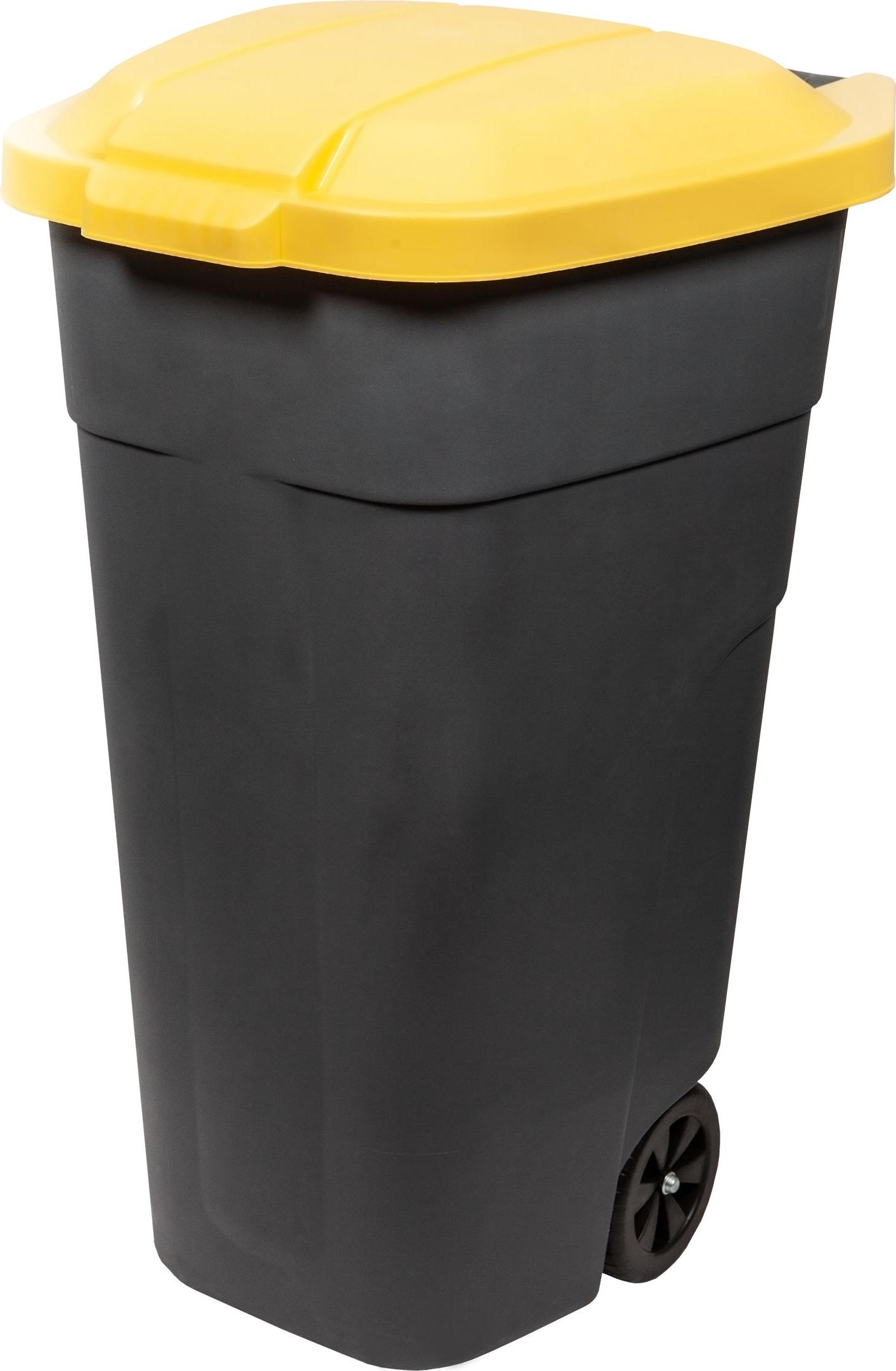 Бак для раздельного сбора мусора с крышкой на колесах 110л желтый PT9990ЖТ-1