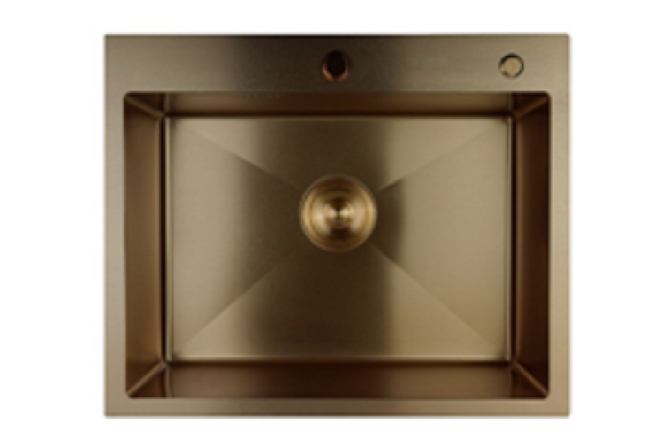 Мойка нержавеющая SIRIUSLINE 50х50,Бронза,круглый выпуск (в комплекте:дозатор, коландер, сифон)SL5050B- купить в АПлайн