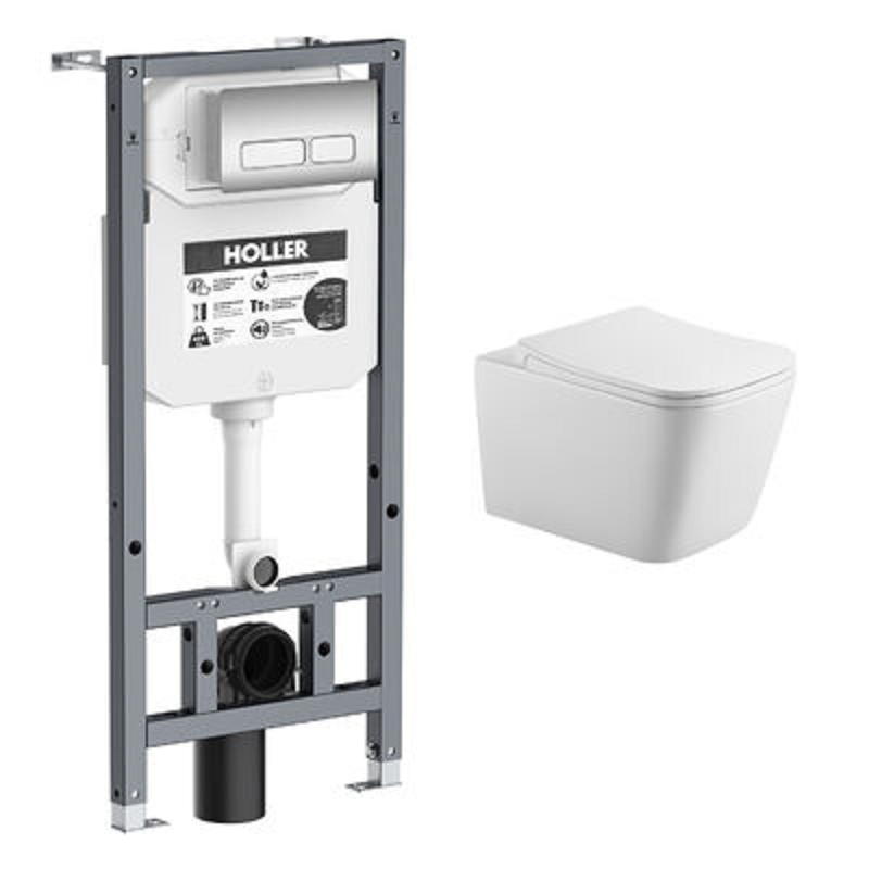 Инсталляция HOLLER K133-A04 в компл. Ун. подвесн. HOLLER BLOCK безобод.,Клав. смыва К5132 хром, 2ч.