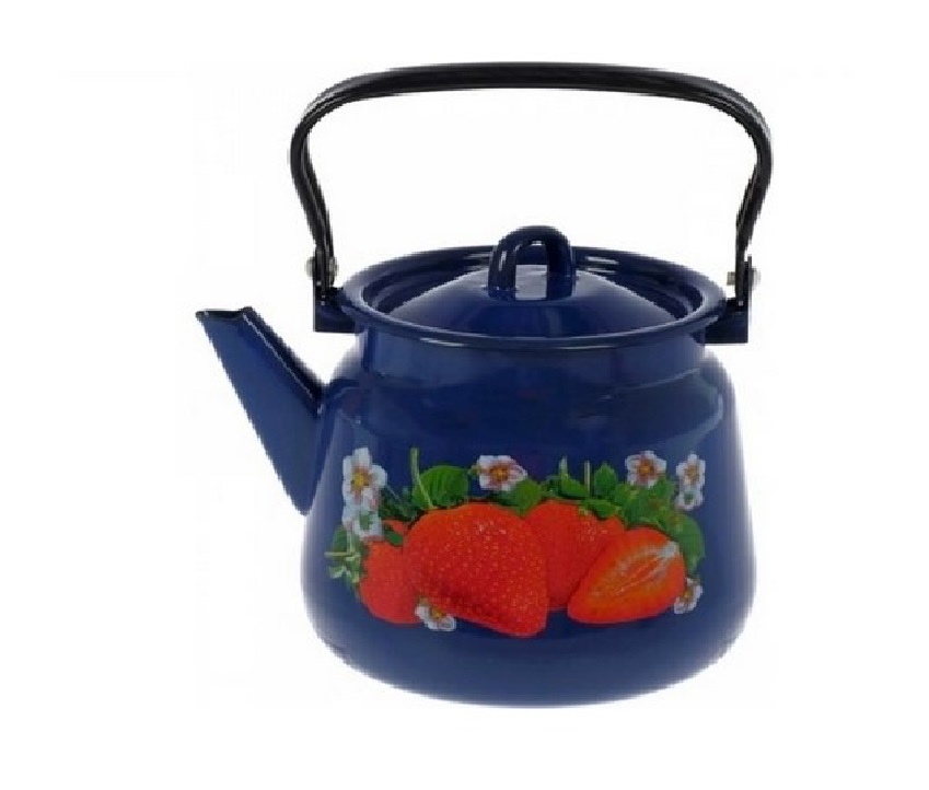 Чайник эмал. Клубника садовая кобальтовый с петлёй 2,3л С2714.К*59 117024