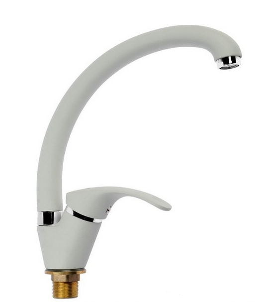 Смеситель для кухни LEMEN однор.(35) LС-9313Wутка,белый,гайка